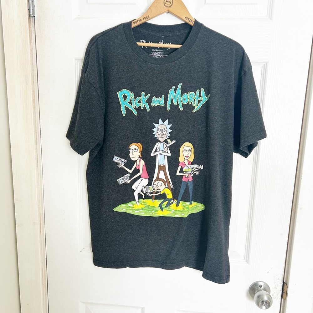 Men's Gray Rick And Morty Graphic T-Shirt Xl Cotton-Blend